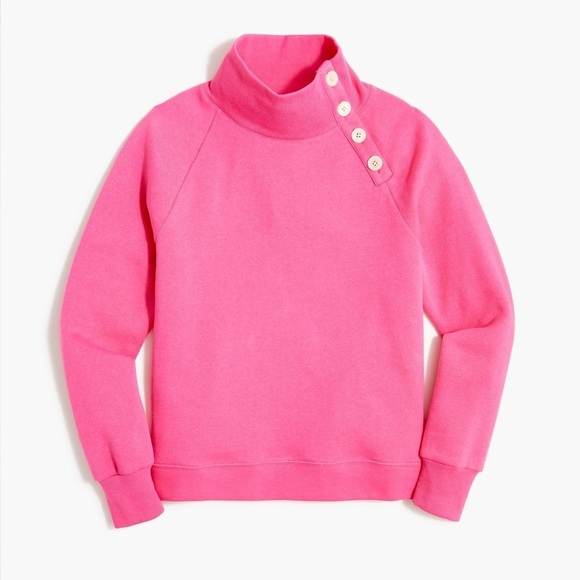 J Crew Wide Button Collar Pullover Sweatshirt in Cloudspun Fleece Size XXL Pink - Picture 1 of 6